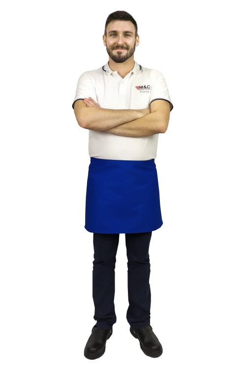 Königsblaue Kellnerschürze, 40 cm lang, Kochschürze
