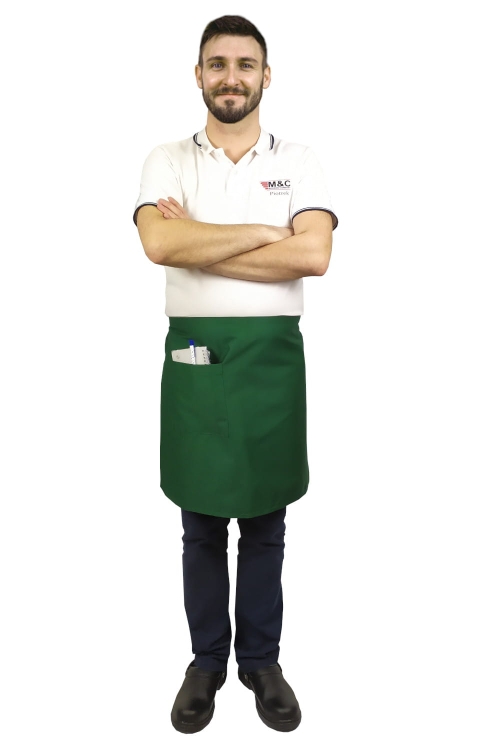 Grüne Kochschürze für Barkeeper, 50 cm lang.