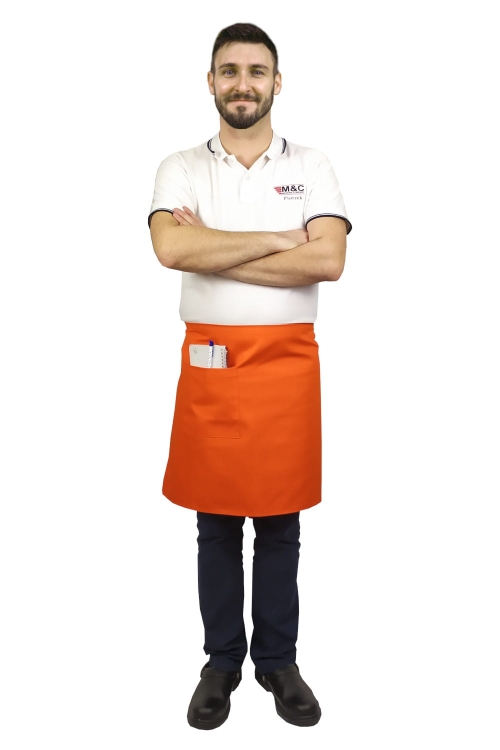 Orange Kellnerschürze mit einer Länge von 50 cm