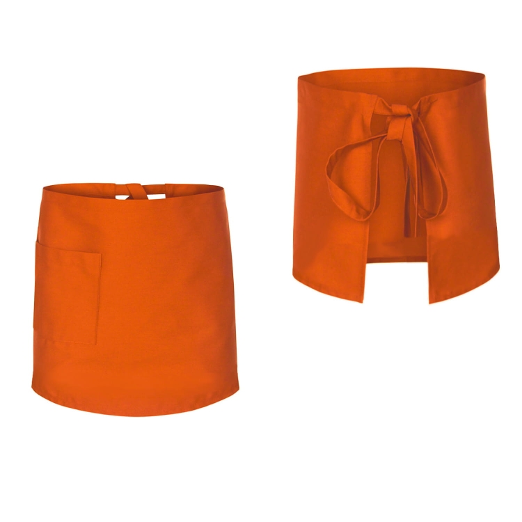 Kochschürze orange mit einer Länge von 50 cm.
