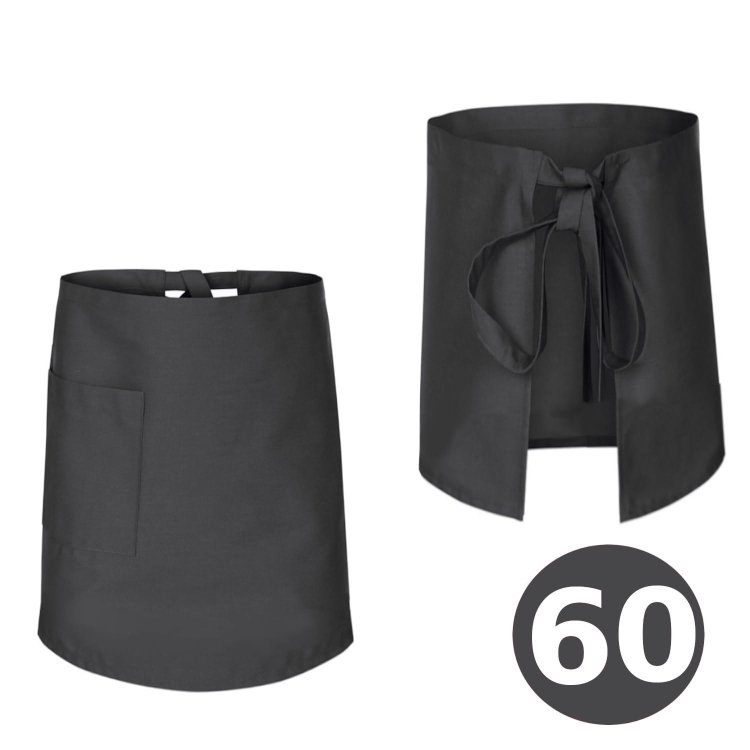 Lange graue Kochschürze für Kellner 60 cm