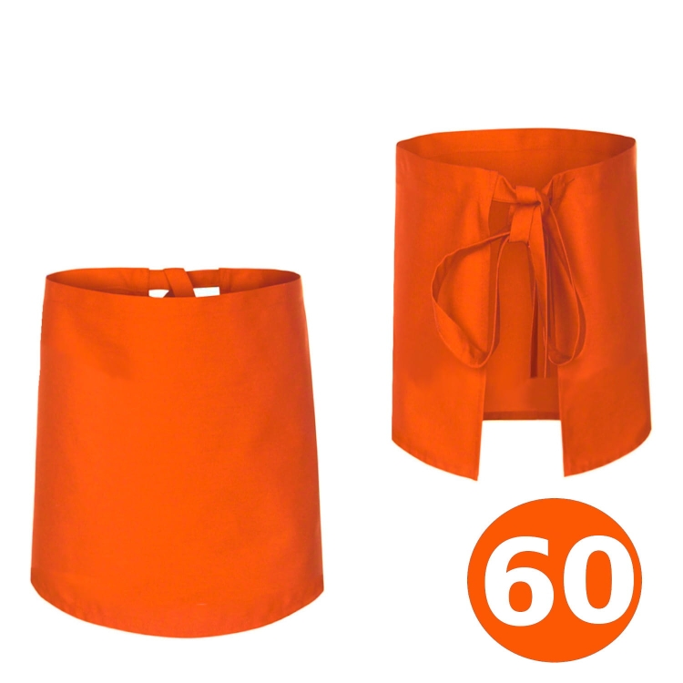 Lange orangefarbene Bartender-Schürze 60 cm