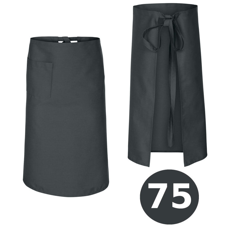 Graue Kochschürze für Kellner, 75 cm lang