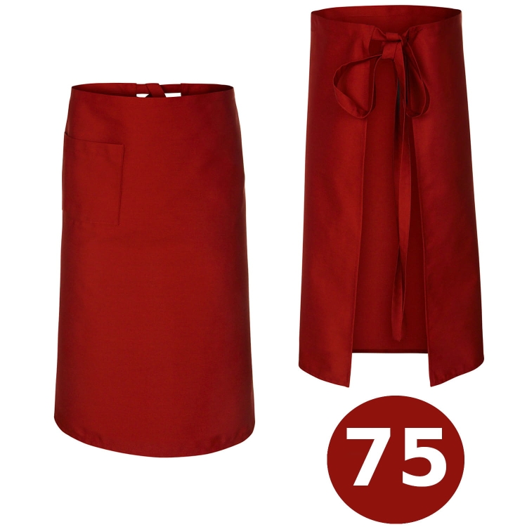 Rote Bar-Schürze, Länge 75 cm