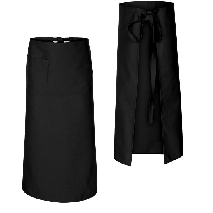 Schwarze Kochschürze, 90 cm lang