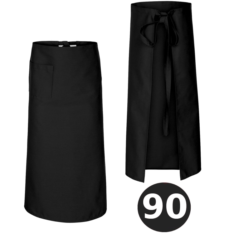 Schwarze Bartender-Schürze, 90 cm lang