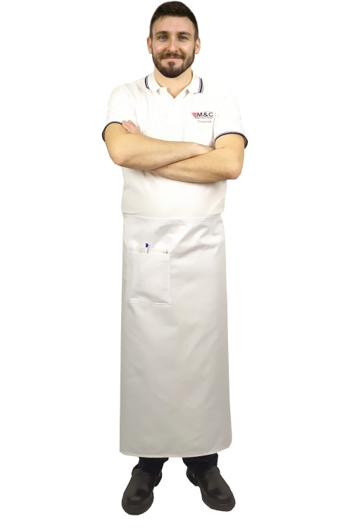 Weiße Kochschürze, 90 cm lang