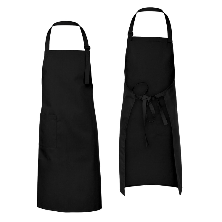 Schwarze Kellnerschürze mit verstellbarem Clip.