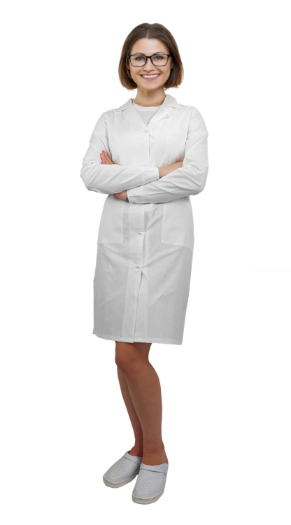 Damenlaboratoriumsjacke mit Knöpfen