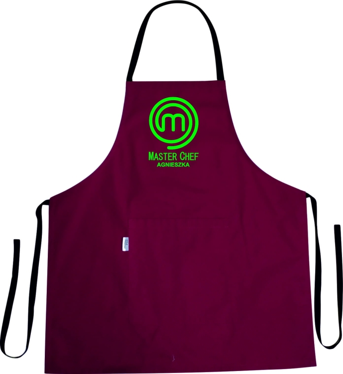 Personalisierter Druck von Name und Nachname auf der MASTER CHEF Küchenschürze.