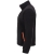 Fleecejacke mit orangefarbenen Einsätzen in Schwarz.