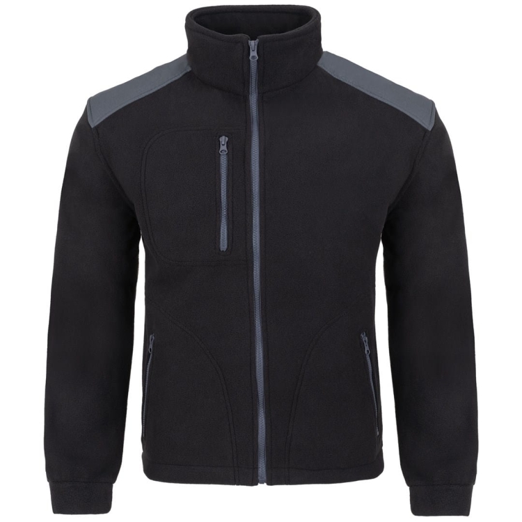 Schwarzer Fleece-Pullover mit grauen Einsätzen