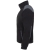 Graue Einsätze auf dem schwarzen Fleece-Pullover.