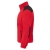 Schwarzer Einsatz auf rotem Fleece-Pullover.