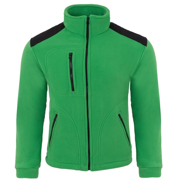 Grüne Fleecejacke mit schwarzen Einsätzen