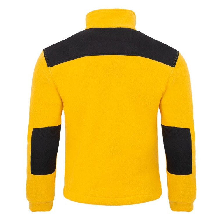 Gelber Fleece-Pullover mit schwarzen Einsätzen