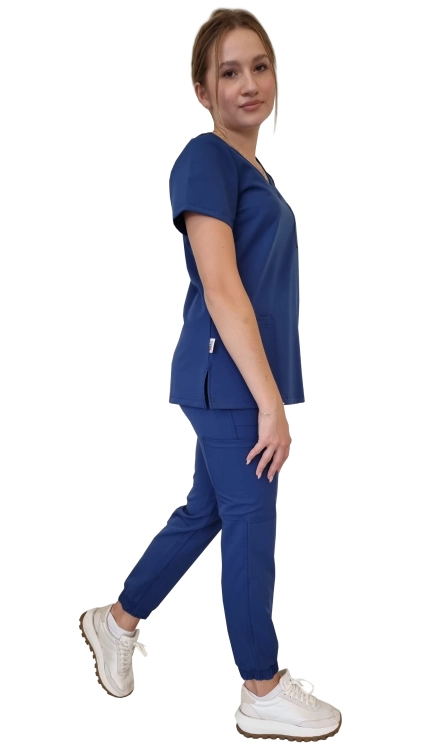Granatowy komplet medyczny damski – scrubs CASUAL PREMIUM