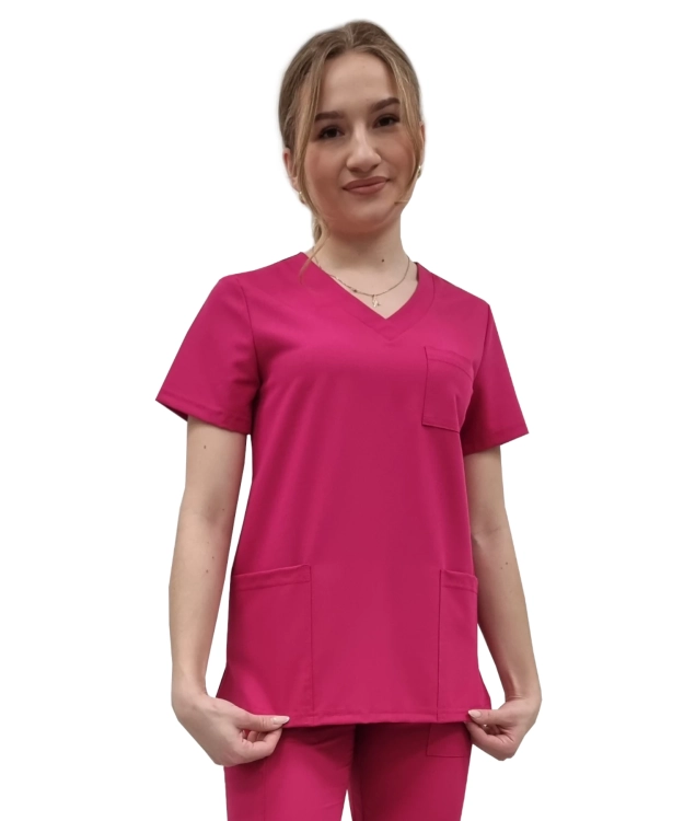 Damska bluza medyczna amarant Casual Premium