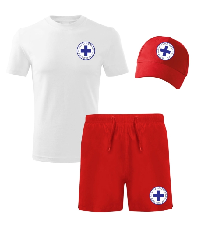 Rettungssatz mit Mütze, T-Shirt und Shorts
