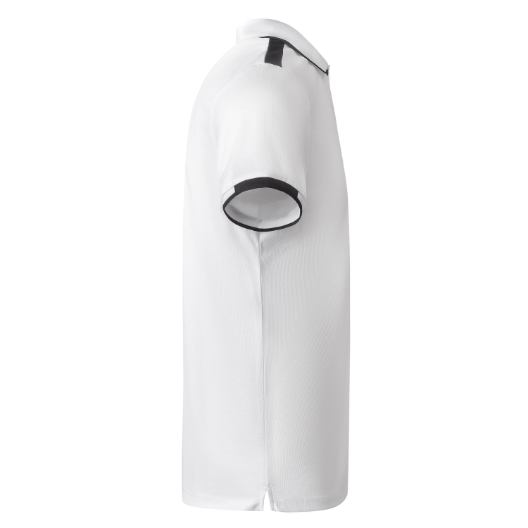 Koszulka polo biała męska z eleganckimi czarnymi wstawkami