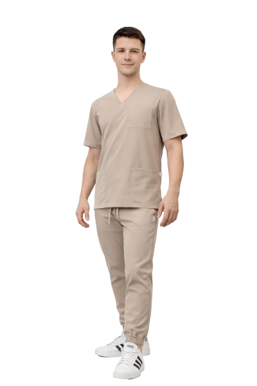 Medizinisches Herrenset Stretch - beige Scrubs