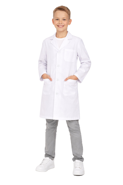Fartuch laboratoryjny dla dzieci zapinany na guziki
