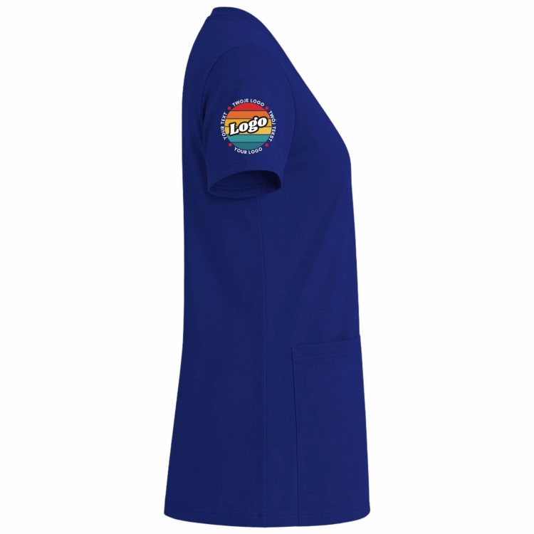 Bluza medyczna granatowa elastyczna bawełna z Twoim nadrukiem - kreator online prawy bok.jpg