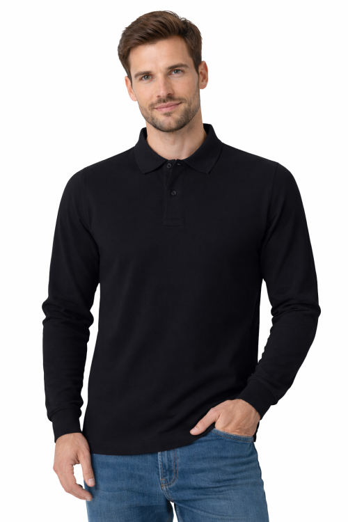 Koszulka polo męska z długim rekawem czarna.png
