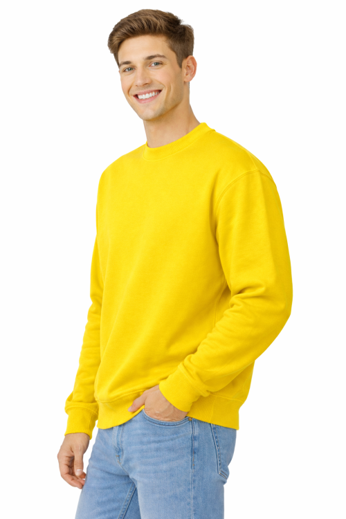 Żółta bluza sportowa męska z długim rekawem widok z boku.png