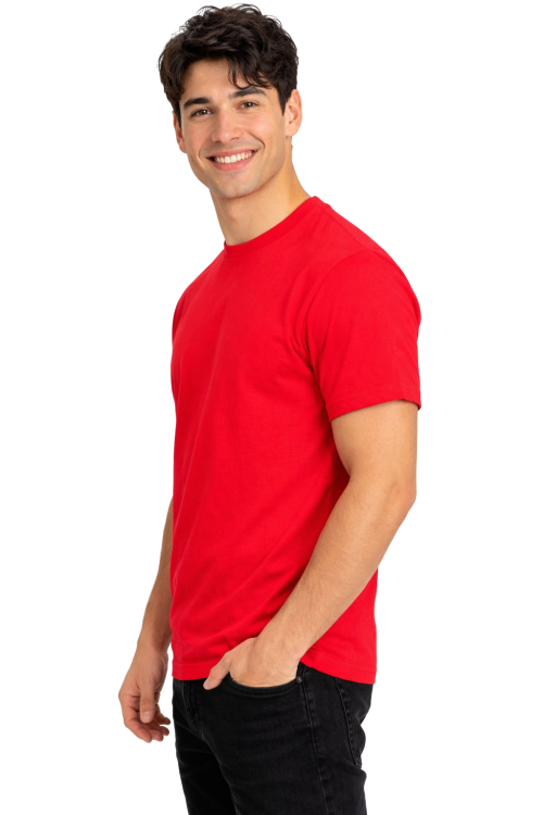 T-shirt męski z krótkim rękawem gramatura 190g czerwony widok z boku.png