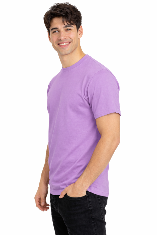 T-shirt męski z krótkim rękawem gramatura 190g wrzosowy widok z boku.png