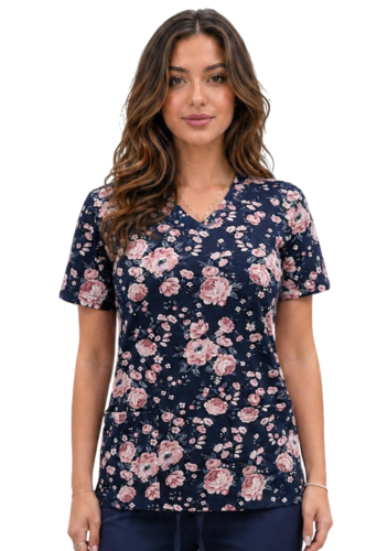 Bluza medyczna we wzorek 100% elastyczna bawełna - wzór W10