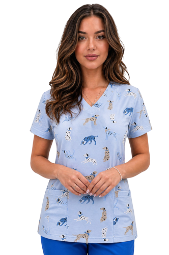 Bluza medyczna we wzorek 100% elastyczna bawełna - wzór W18