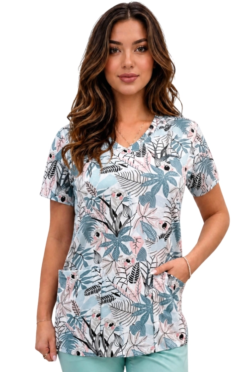 Bluza medyczna we wzorek 100% elastyczna bawełna - wzór W7