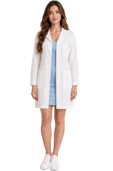 Damenlaboratoriumsjacke mit Druckknöpfen 100% Baumwolle