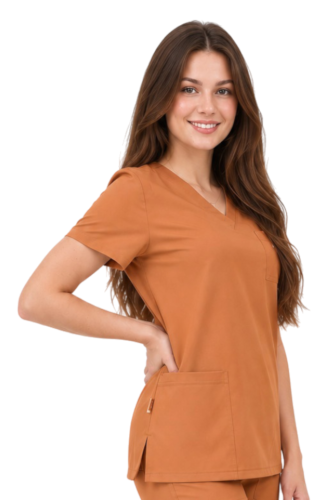Casual Premium damska bluza medyczna carmelowa_bok.png