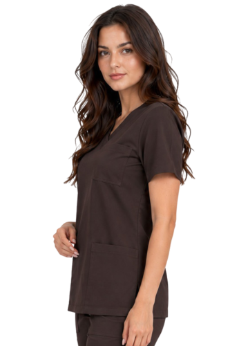 Casual Premium damska bluza medyczna czekoladowa_bok.png