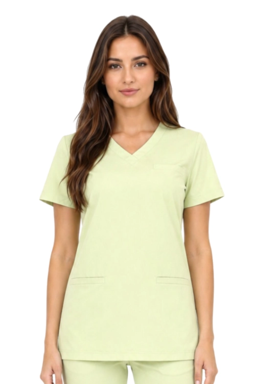 Pistacjowa bluza medyczna damska BASIC PREMIUM_przód.png